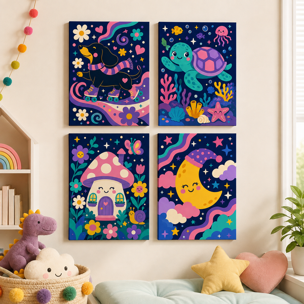 Magic world, set of 4 - Mini paint by numbers