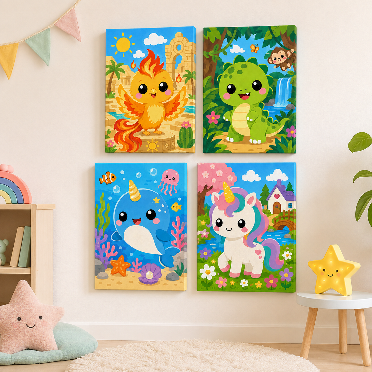 magic friends, set of 4 - Mini paint by numbers