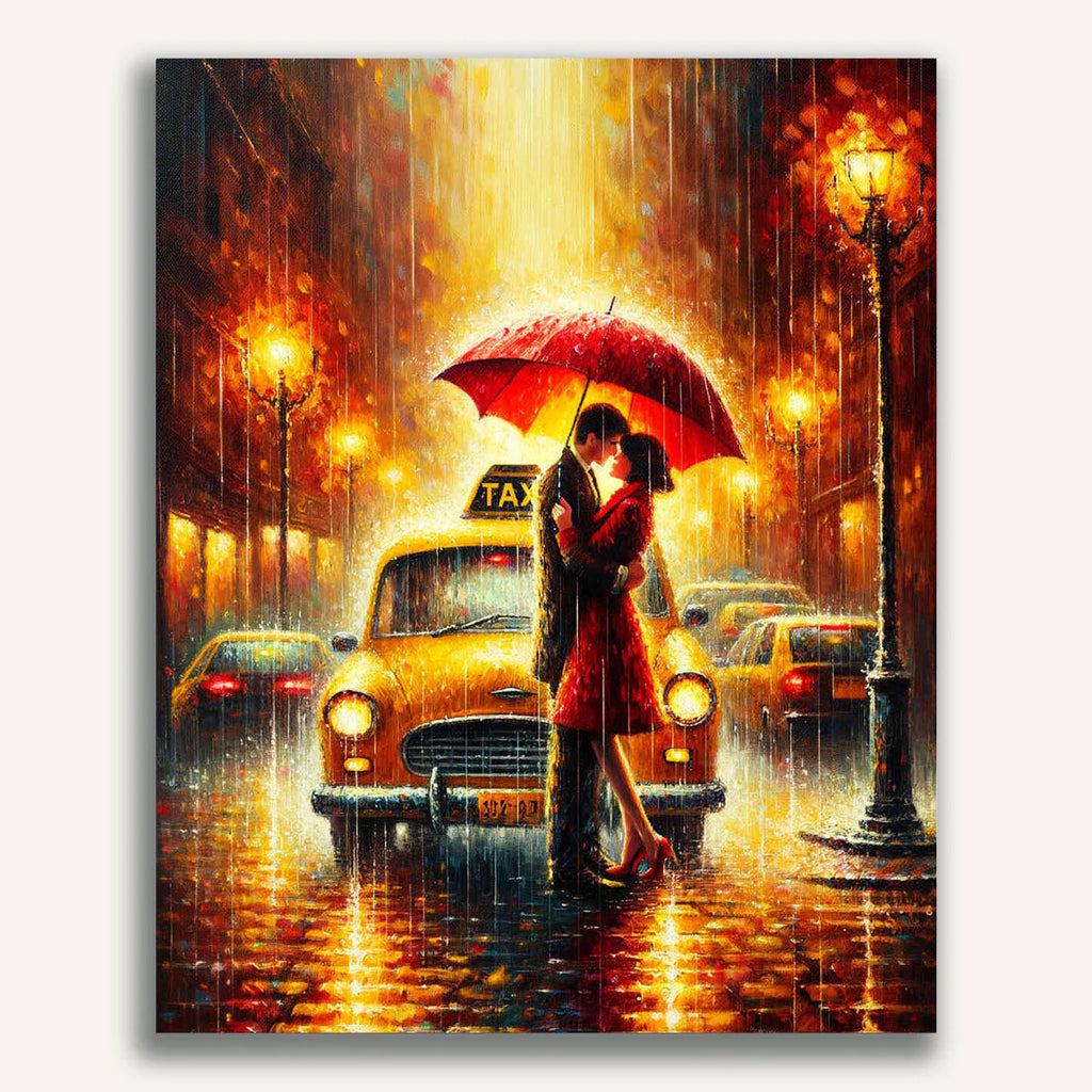 Man with woman, umbrella - Paint by Numbers