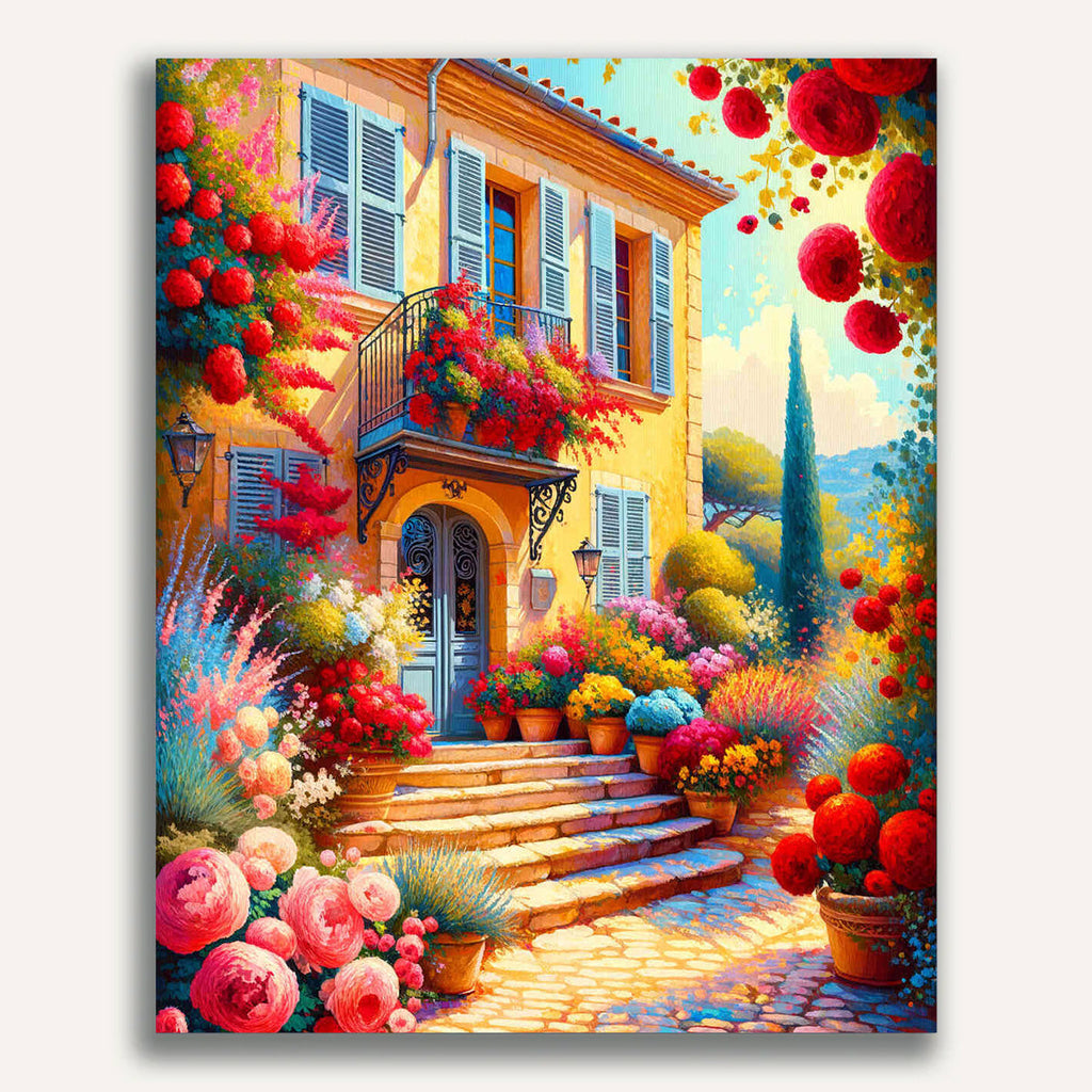 Mediterranean house with flowers - Paint by Numbers