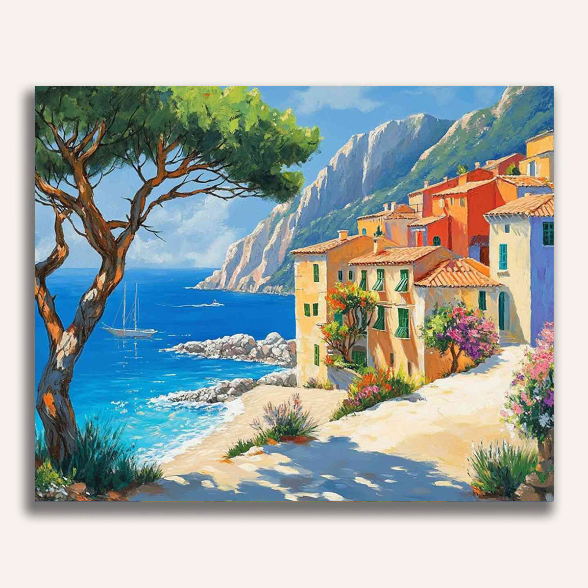 Paint by Numbers - Mediterranean idyll with flower path