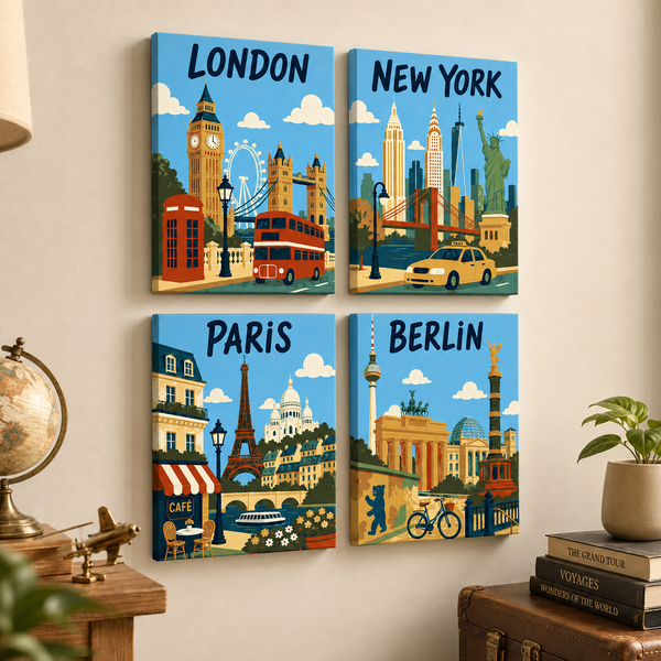 metropolises, set of 4 - Mini paint by numbers