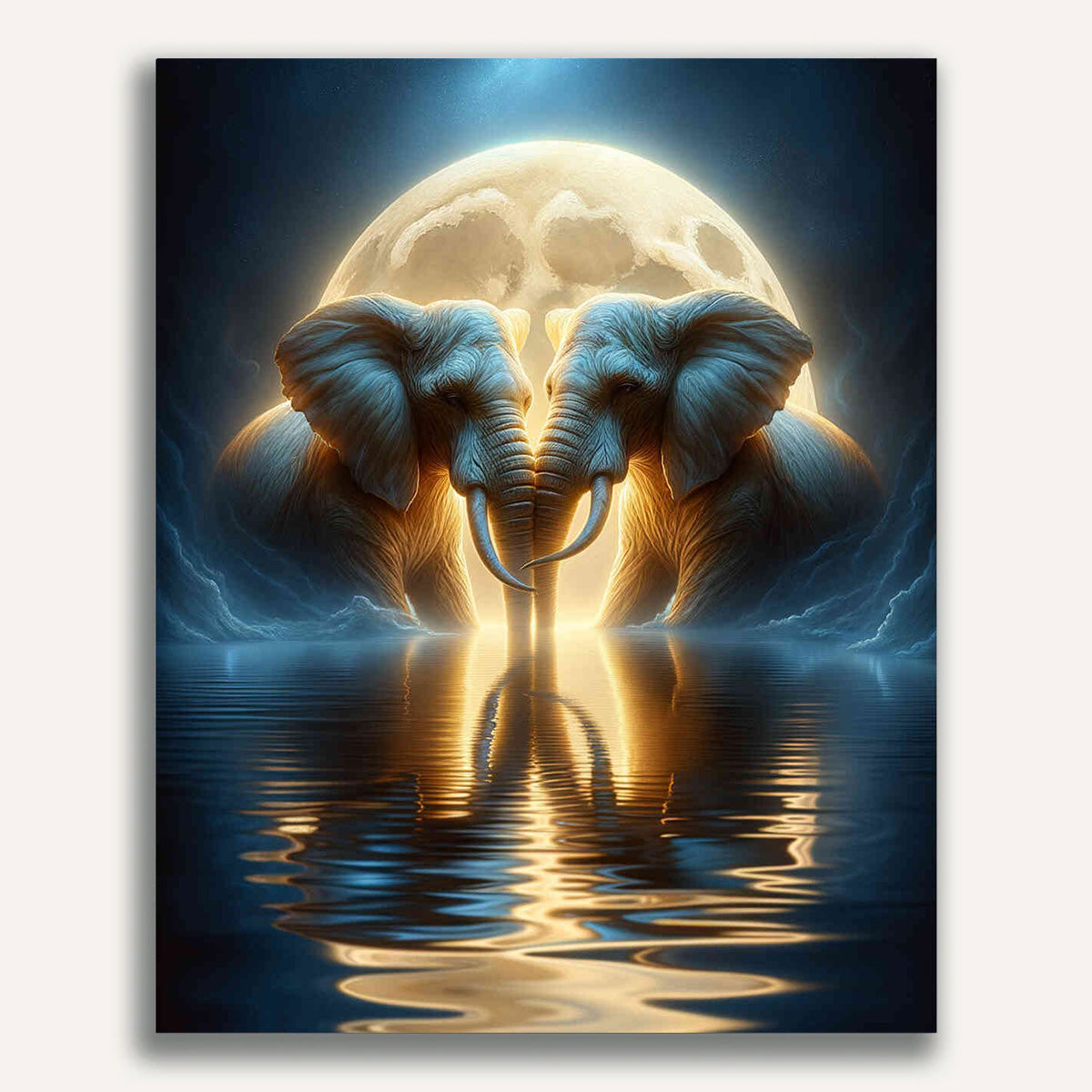 Mirror image, Small and Large Elephant - Paint by Numbers