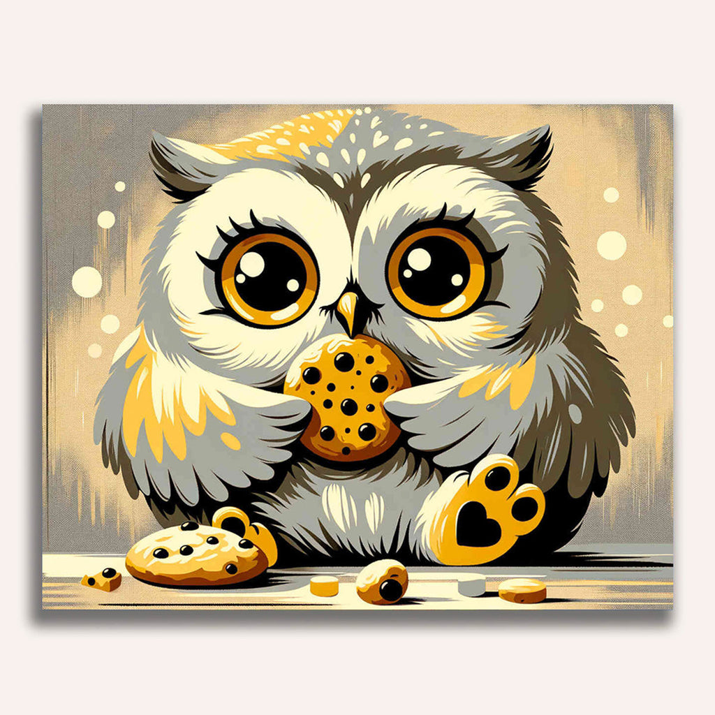 Owl eats cookie - Paint by Numbers