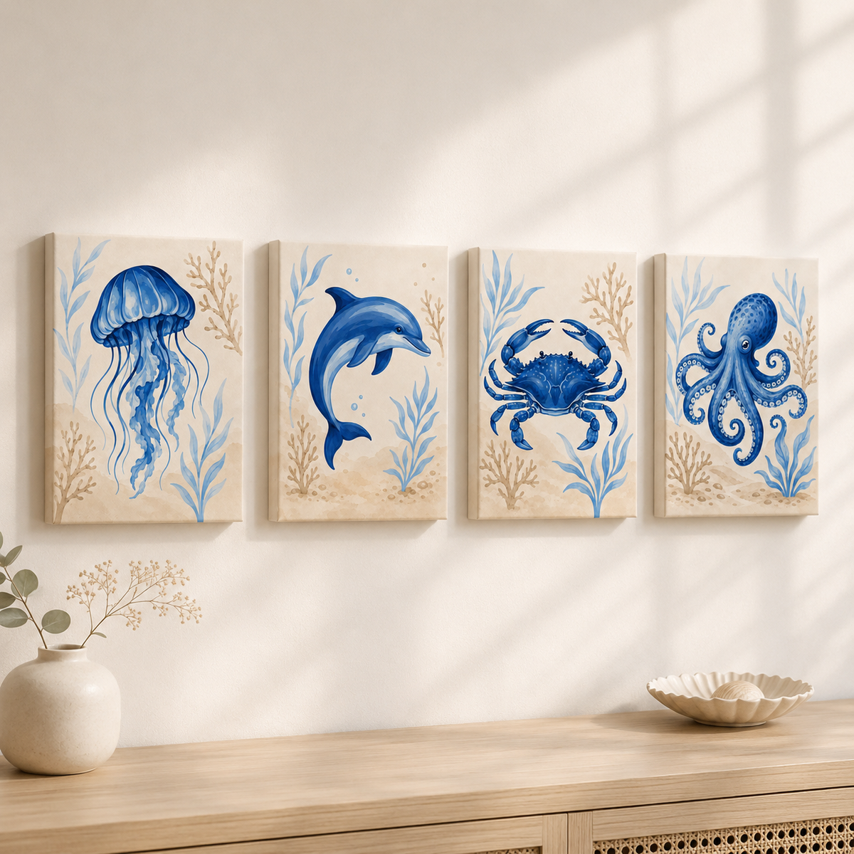Blue ocean, set of 4 - Mini paint by numbers