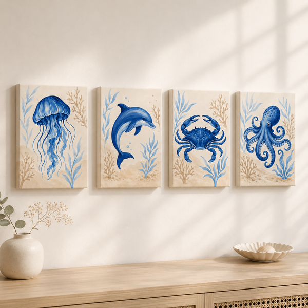 Blue ocean, set of 4 - Mini paint by numbers
