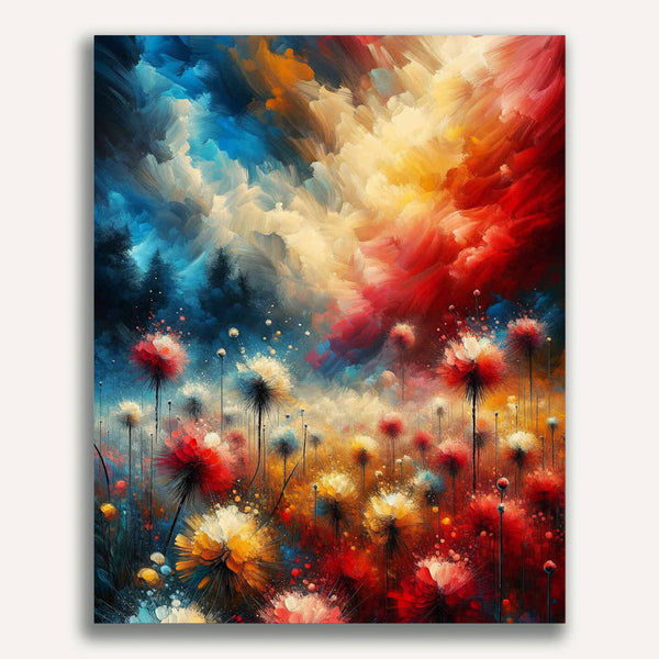 Paint by Numbers - Abstract dandelions, colorful