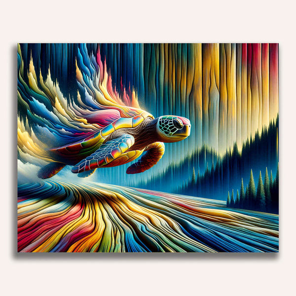 Paint by Numbers - Abstract turtle, wood look