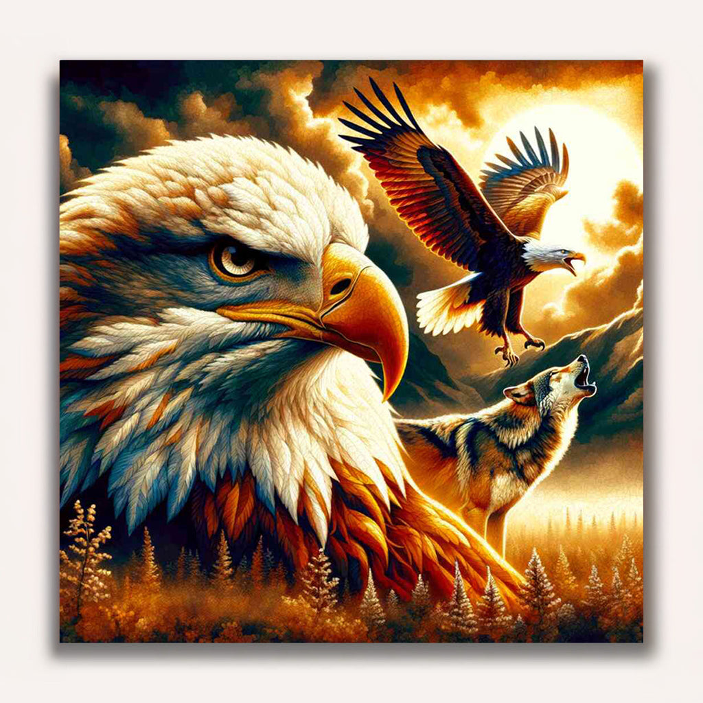 Paint by Numbers - Eagle and howling wolf