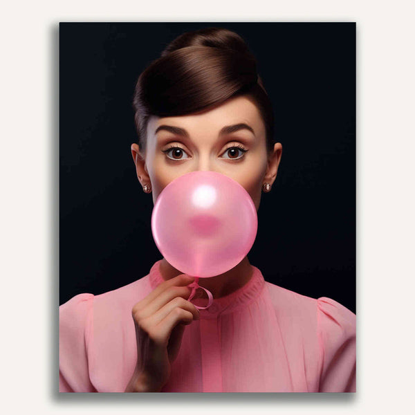 Paint by Numbers - Audrey Hepburn with gum in mouth