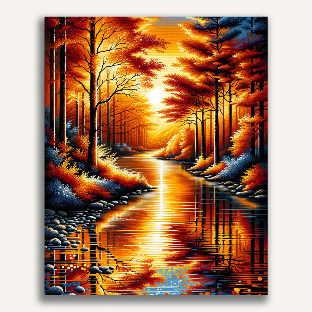 Paint by Numbers - Autumn forest, river