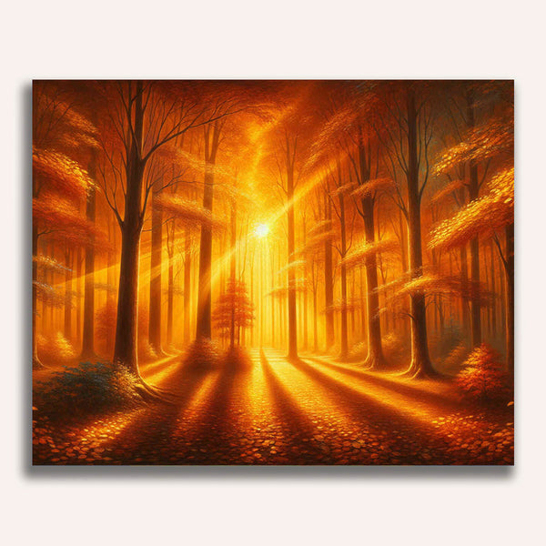 Paint by Numbers - Autumn forest, sun