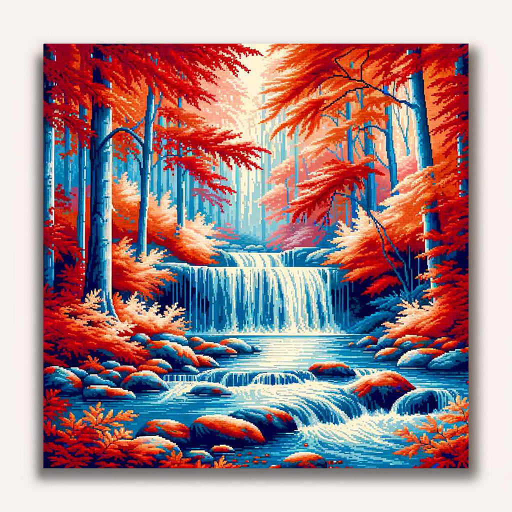 Paint by Numbers - Autumn Forest Waterfall