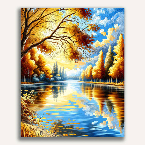 Paint by Numbers - Autumn landscape, lake