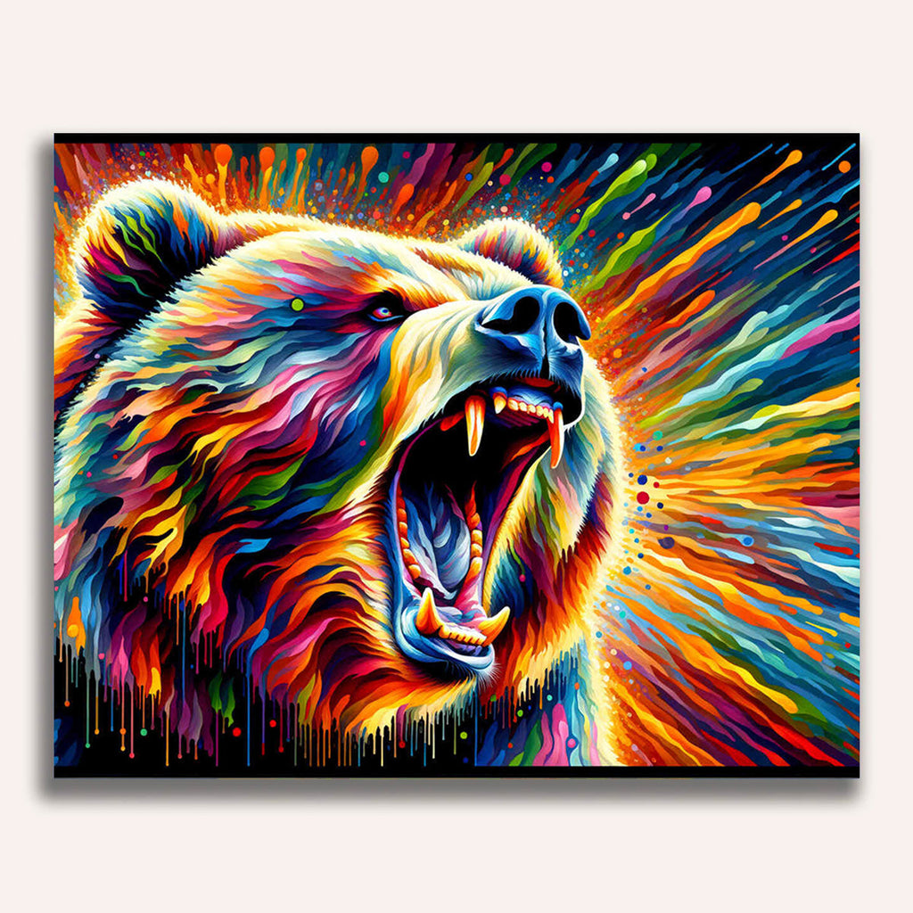 Paint by Numbers - Bear, colored and abstract