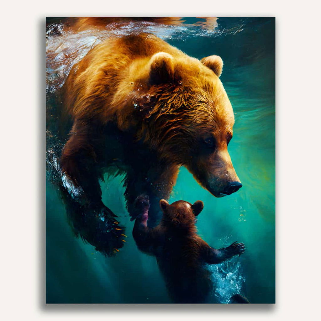 Paint by Numbers - Mother bear with child