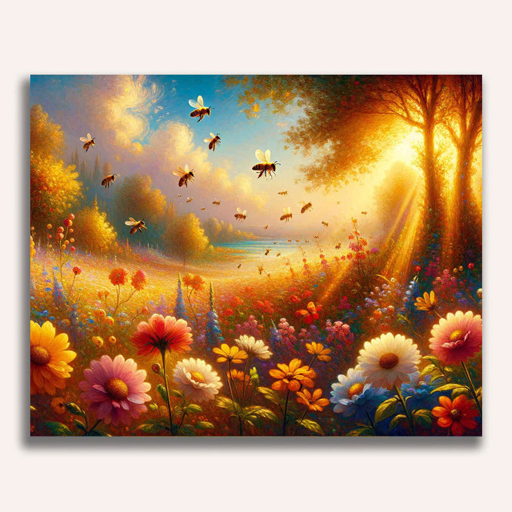 Paint by Numbers - Bees flower meadow