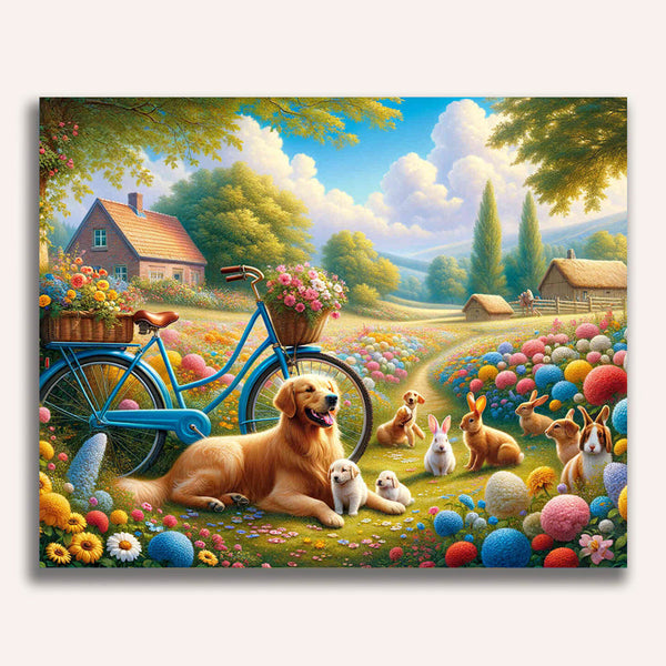 Paint by Numbers - Bicycle and dogs