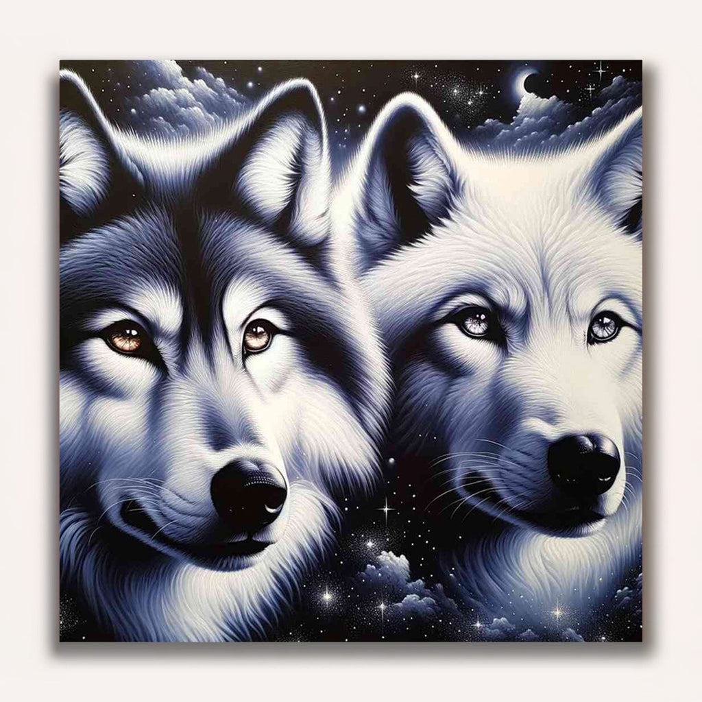 Paint by Numbers - Black and White Wolves