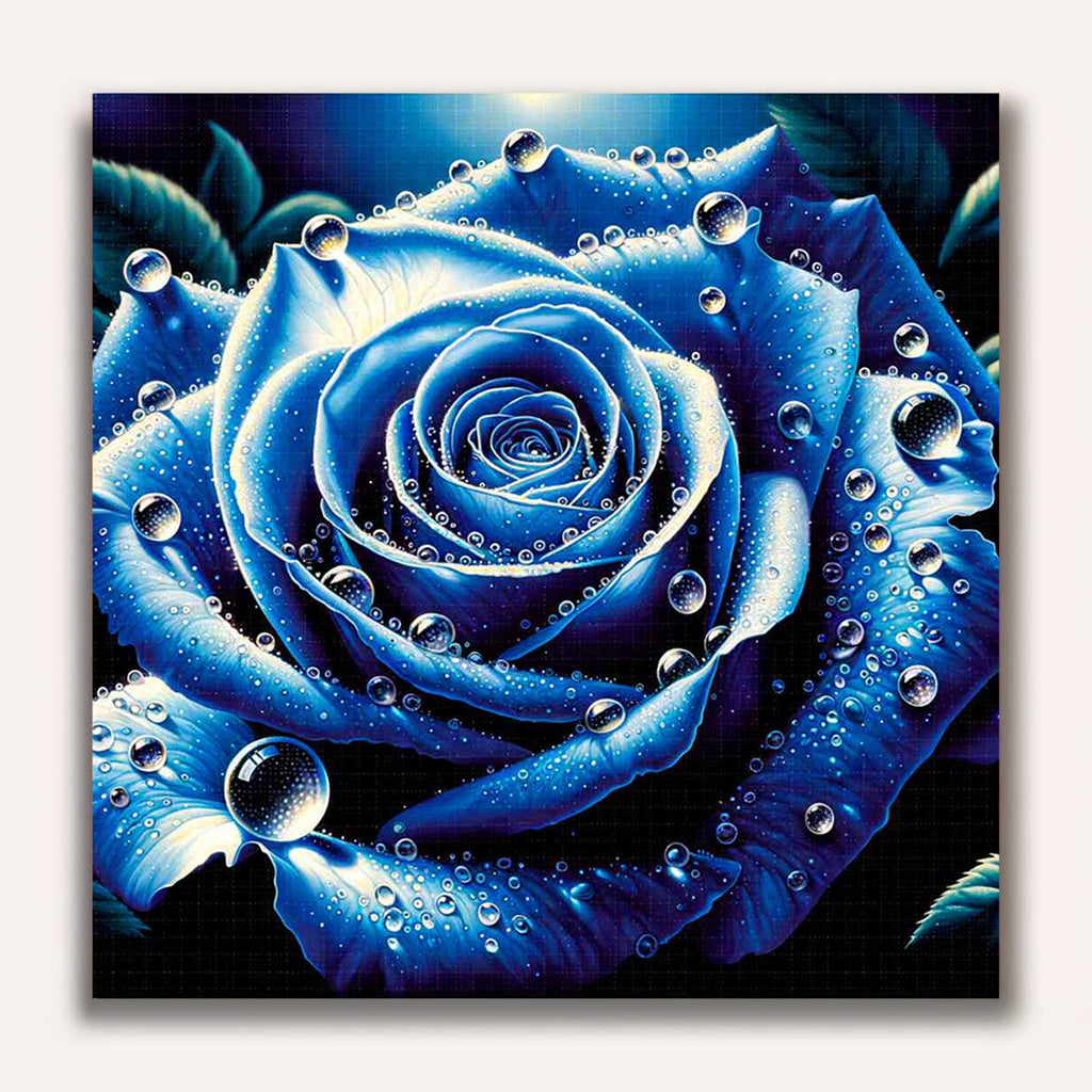 Paint by Numbers - Blue Rose with Water Drops