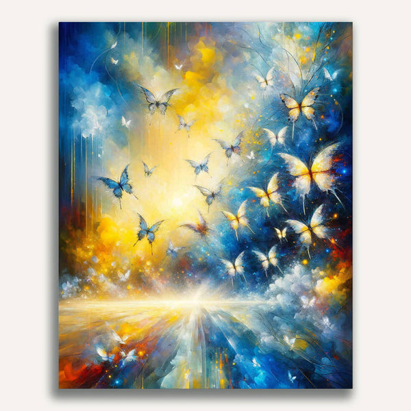 Paint by Numbers - Blue, yellow butterflies