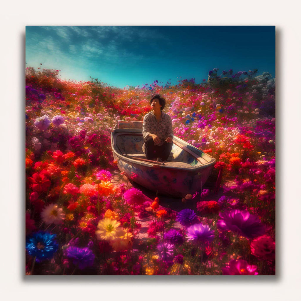 Paint by Numbers - Boat in the river of flowers