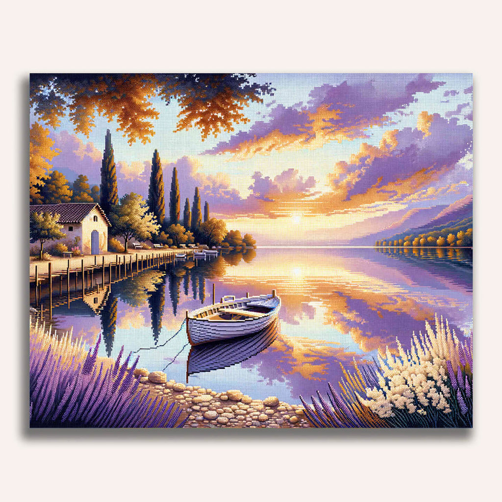 Paint by Numbers - Boat on the lake shore