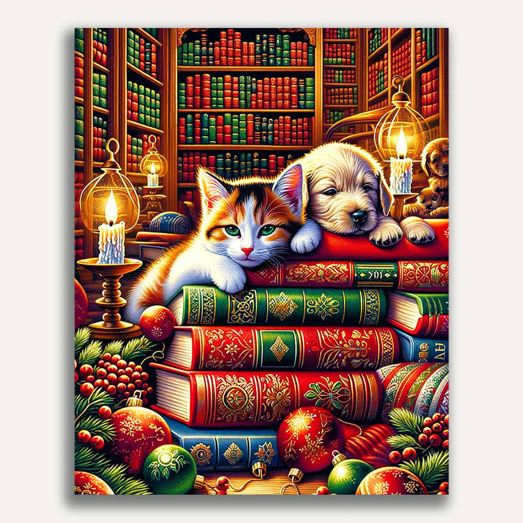 Paint by Numbers - Bookshop Dog and Cat