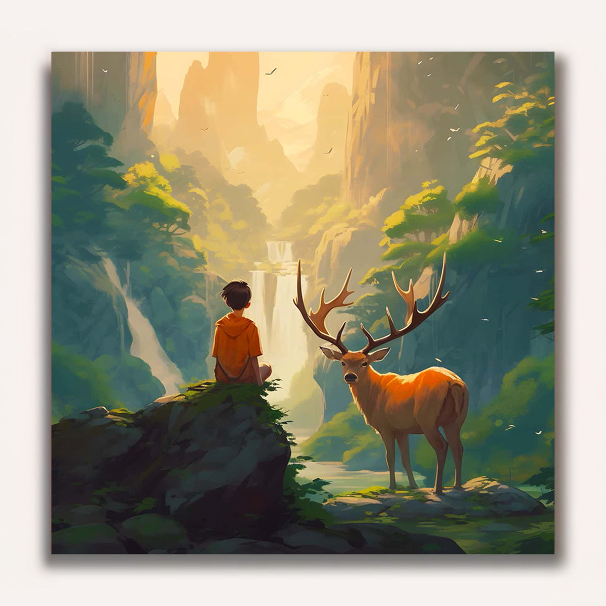 Paint by Numbers - Boy with deer in the forest