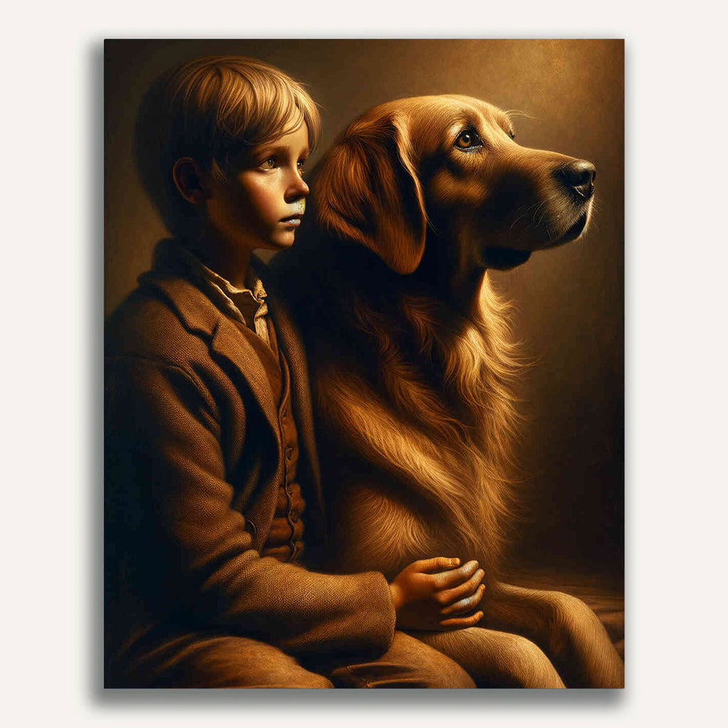 Paint by Numbers - Boy with Dog Friends