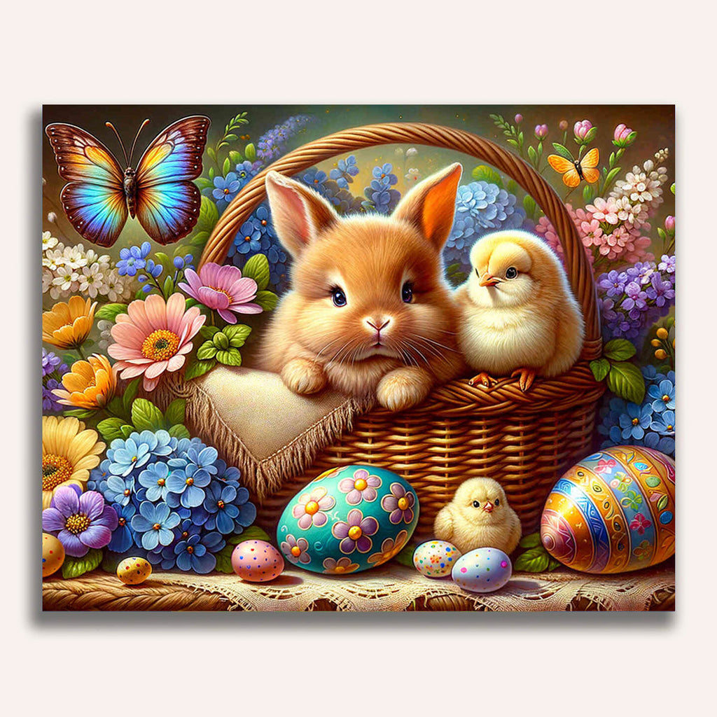 Paint by Numbers - Bunny and chick, basket