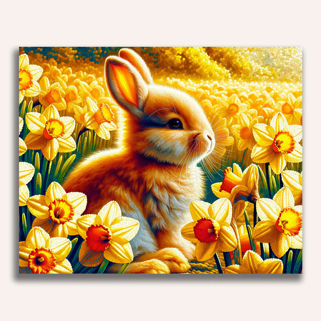 Paint by Numbers - Bunny in front of daffodils