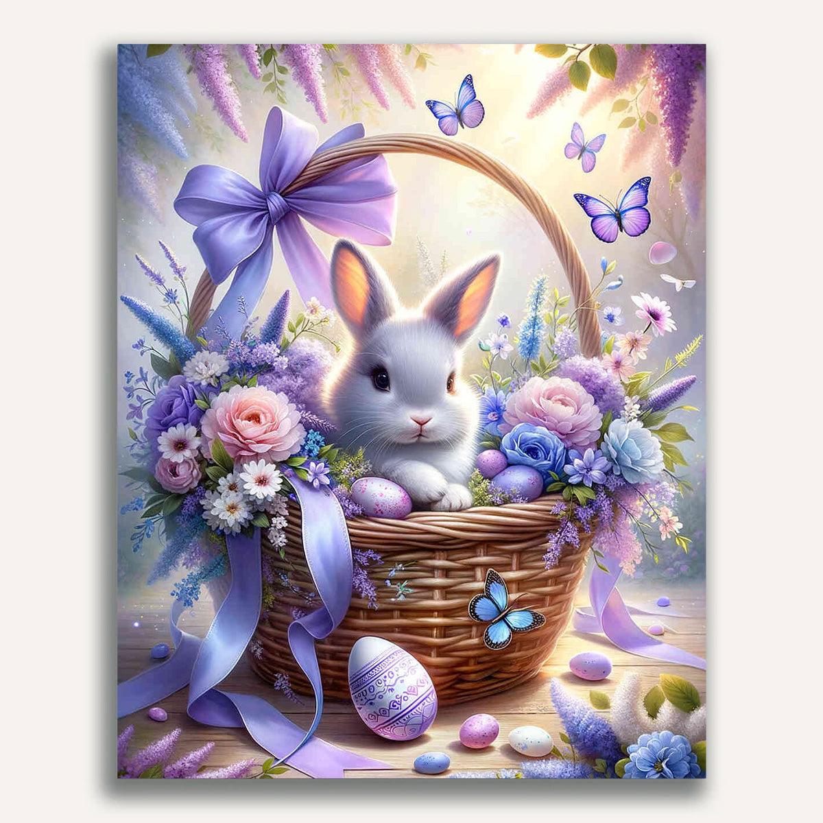 Paint by Numbers - Bunny in a Flower Basket – DIY Paint by Numbers