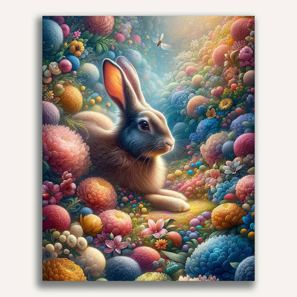 Paint by Numbers - Bunny surrounded by flowers