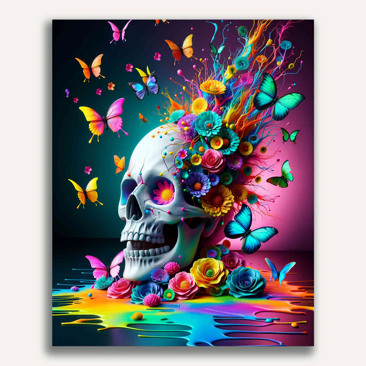 Paint by Numbers - Butterflies with skull