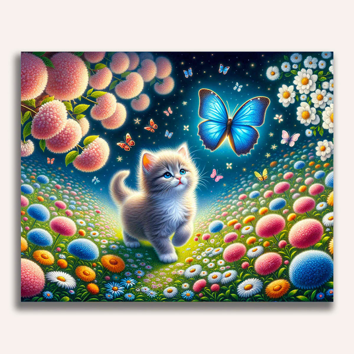 Paint by Numbers - Cat Blue Butterfly
