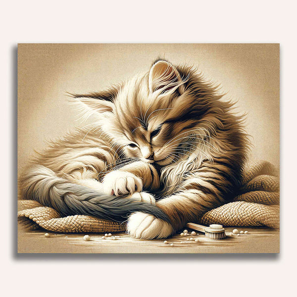 Paint by Numbers - Cat preening