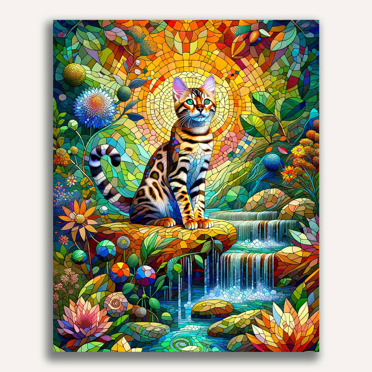 Paint by Numbers - Cat mosaic, Bengal cat