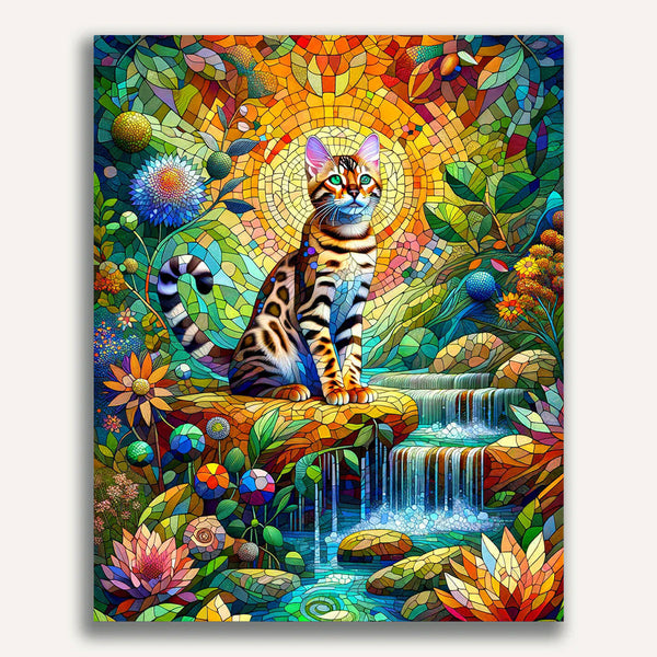 Paint by Numbers - Cat mosaic, Bengal cat
