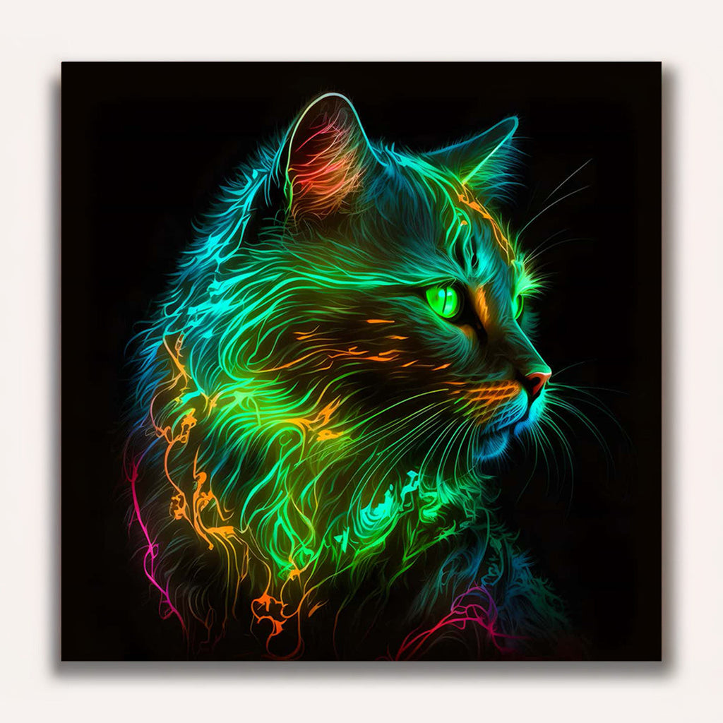 Paint by Numbers - Cat Neon Green