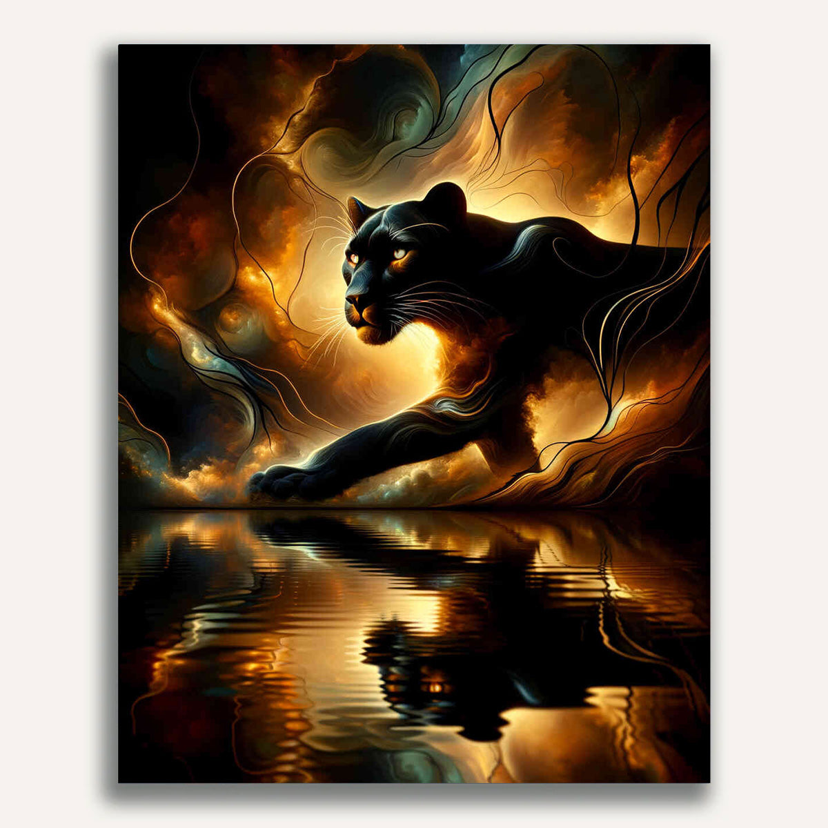 Paint by Numbers - Cat, panther mirror image