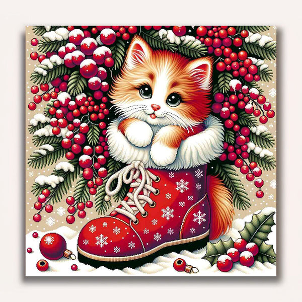 Paint by Numbers - Cat with Christmas Boots