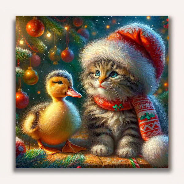 Paint by Numbers - Cat with Christmas Duck