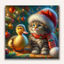 Paint by Numbers - Cat with Christmas Duck