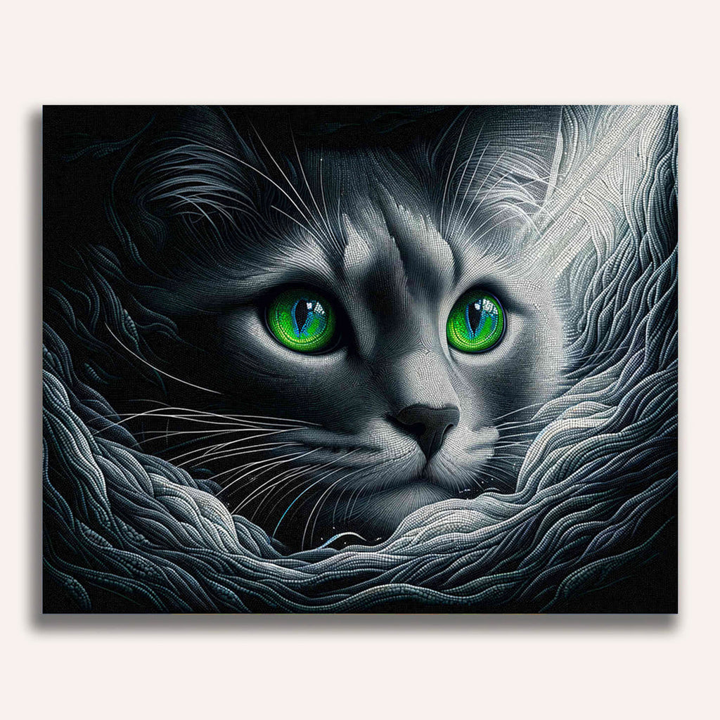 Paint by Numbers - Cat with green eyes