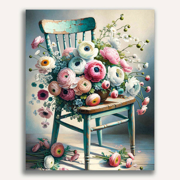 Paint by Numbers - Chair with Bouquet of Flowers