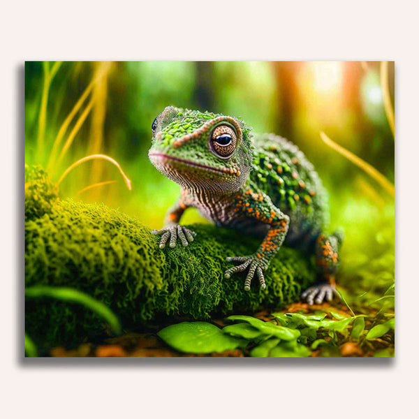Paint by Numbers - Chameleon in green