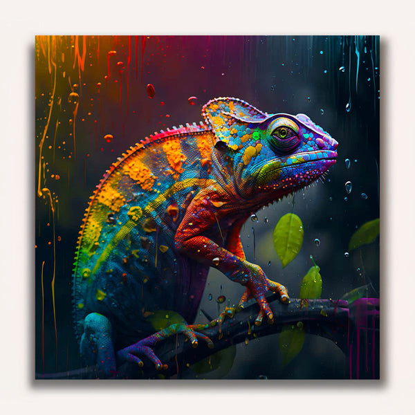 Paint by Numbers - Chameleon in the rain colorful