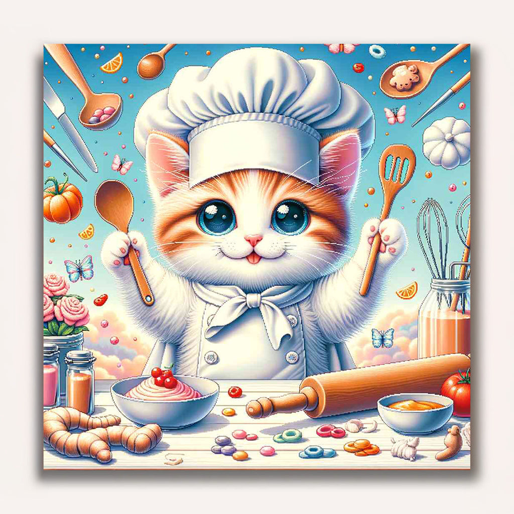 Paint by Numbers - Chef Cat Cartoon