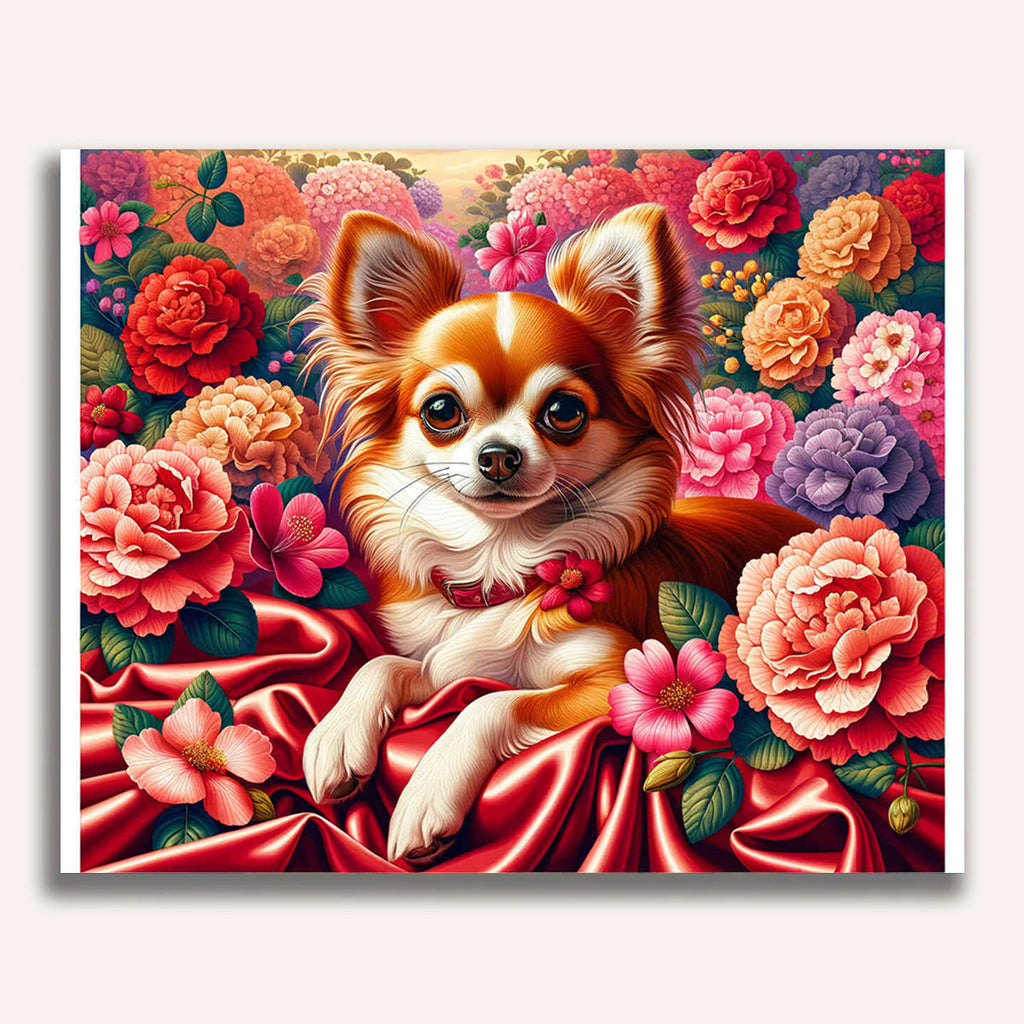 Paint by Numbers - Chihuahua with Flowers